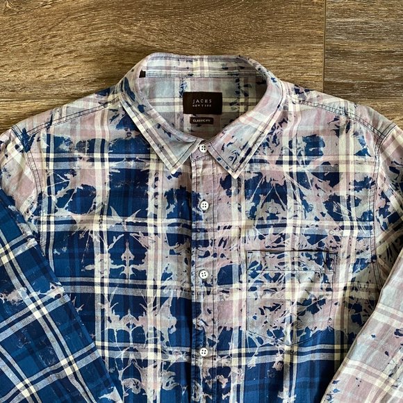 Jachs Classic Fit Plaid with Splatter Print Shirt - Picture 3 of 6